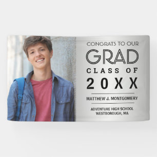 Banderoles Graduation Photo Script moderne Argent