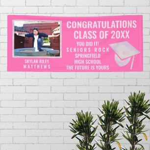 Banderoles Graduation Pink Opal 1 Photo Félicitations