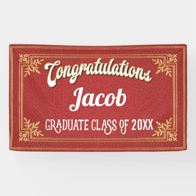 Banderoles Graduation Red Gold Party (Horizontal)