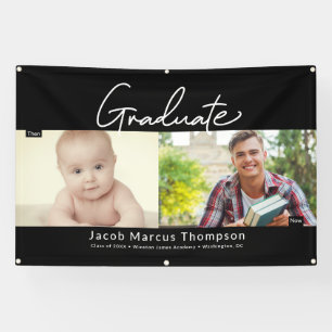 Banderoles Gradué puis et maintenant Homme Grad photo personn