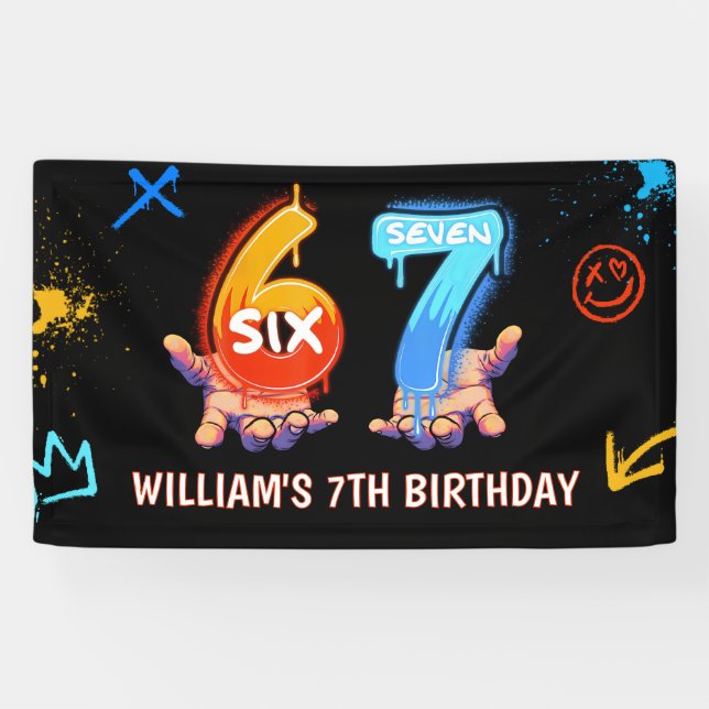 Banderoles Graffiti 6 7 Meme Trend Six Seven Birthday Party (Horizontal)