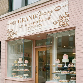 Banderoles Grand Opening Bakery Business Floral Whisk Spoon