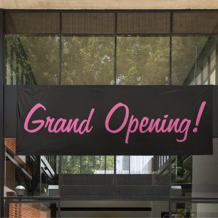 Banderoles Grand Ouverture du texte promotionnel noir et rose