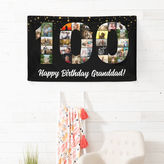 Banderoles grand-parent 100e anniversaire Photo Collage cente (En situation)