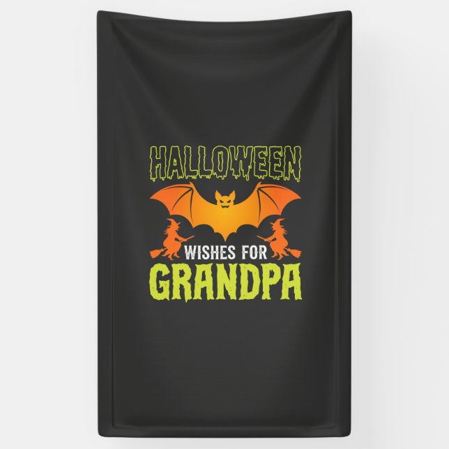 Banderoles Grand-père de Halloween chauve-souris sorcière voe (Vertical)