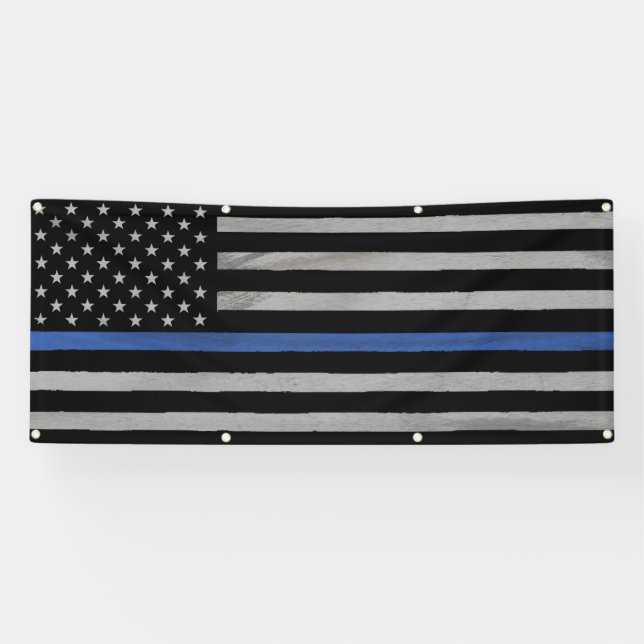 Banderoles Grand Tatter détendu mince drapeau de ligne bleue (Horizontal)