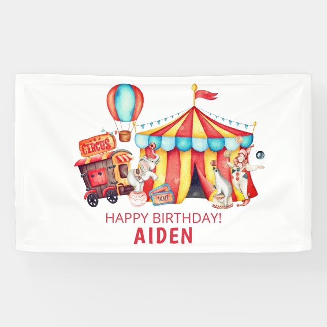 Banderoles Grand Top Circus Joyeux Anniversaire (Horizontal)
