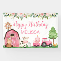 Grange de tracteur rose Floral Ferme Anniversaire