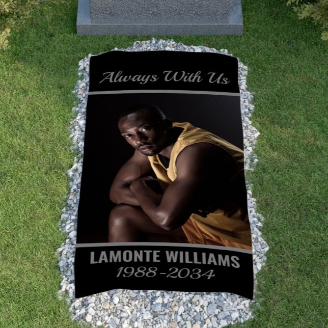 Banderoles Grave Blanche Toujours Avec Nous Photo Personnalis (Grave Blanket Always With Us Custom Photo Funeral Banner
)