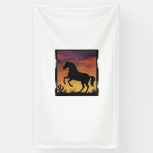 Banderoles Gravure occidentale silhouette de cheval au couche