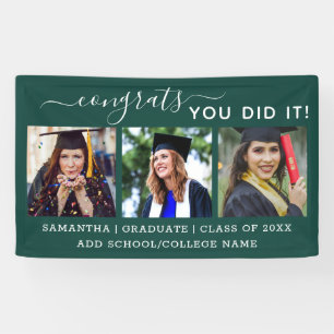 Banderoles Green 3 Photo Congrats Graduate 2022 Graduation