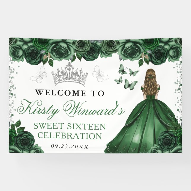 Banderoles Green Dress Blonde Princess Floral Sweet 16 (Horizontal)