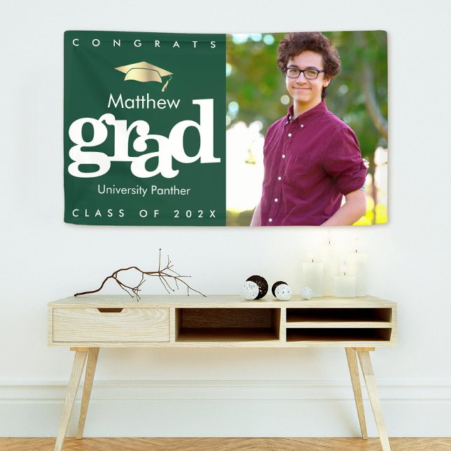 Banderoles Green graduation photo or casquette moderne audaci (Créateur téléchargé)