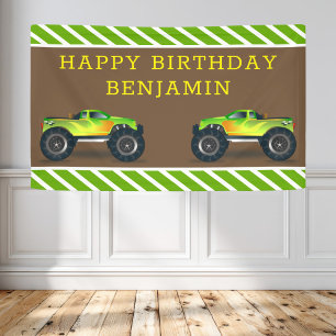 Banderoles Green Monster Truck Anniversaire de enfant Party
