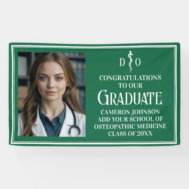 Banderoles Green Osteopathic Médicale School Graduation Party (Horizontal)