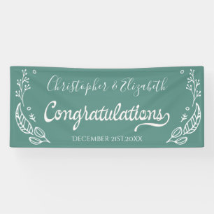 Banderoles Green White Elegant Chic Mariage Félicitations