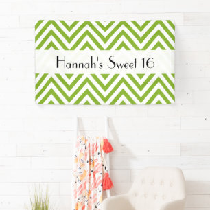 Banderoles Green Zigzag, Chevron, Zigzag Motif, Sweet 16