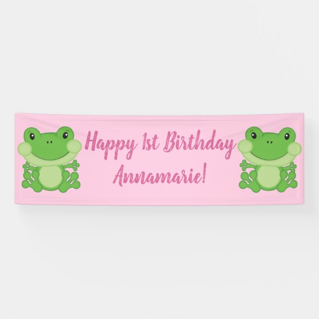Banderoles Grenouille Anniversaire Pink (Horizontal)
