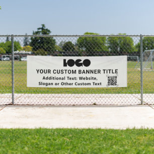 Banderoles Grey Business Logo Entreprise Code QR Extérieur 2,