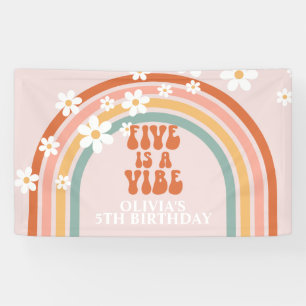 Banderoles Groovy Five est une fête d'anniversaire Rainbow Da