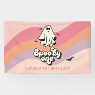 Banderoles groovy Ghost rétro Halloween Épouvantable Un Anniv