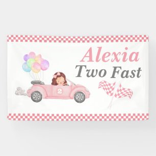 Banderoles Grossissant deux Fast Pink Race Car Girl 2e annive