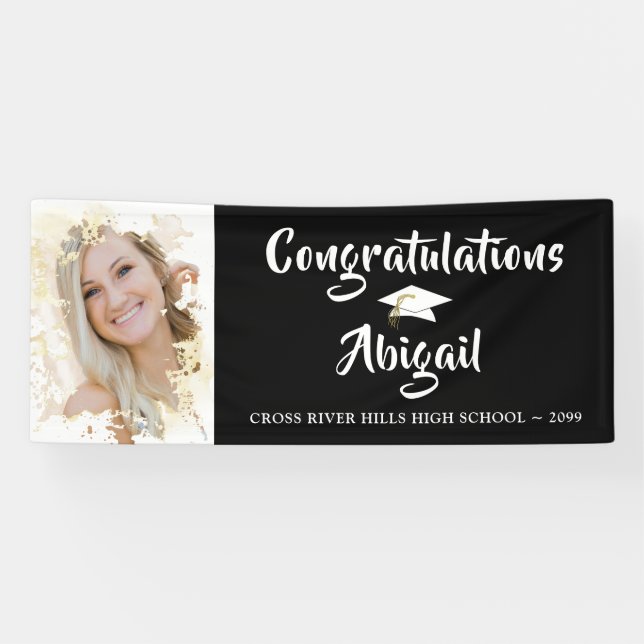Banderoles Grunge Photo Frame Brush Script Graduation (Horizontal)