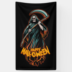 Banderoles Halloween faucheuse crâne