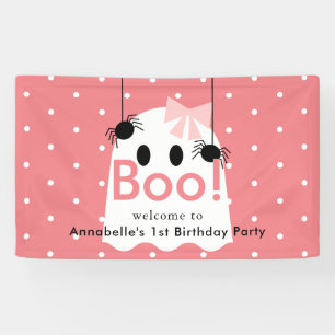 Banderoles Halloween Fille Fantôme rose Ruban Bienvenue Anniv