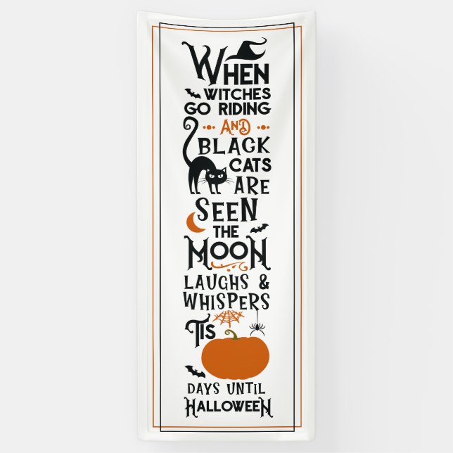 Banderoles Halloween Fun | Sorcières Marche Chats Noirs Porte (Vertical)
