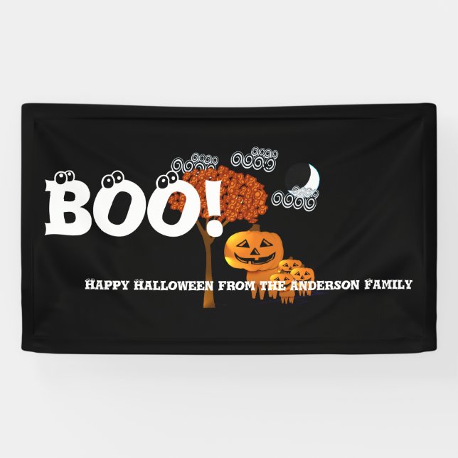 Banderoles Halloween Happy Personnalisé De Votre Famille (Horizontal)