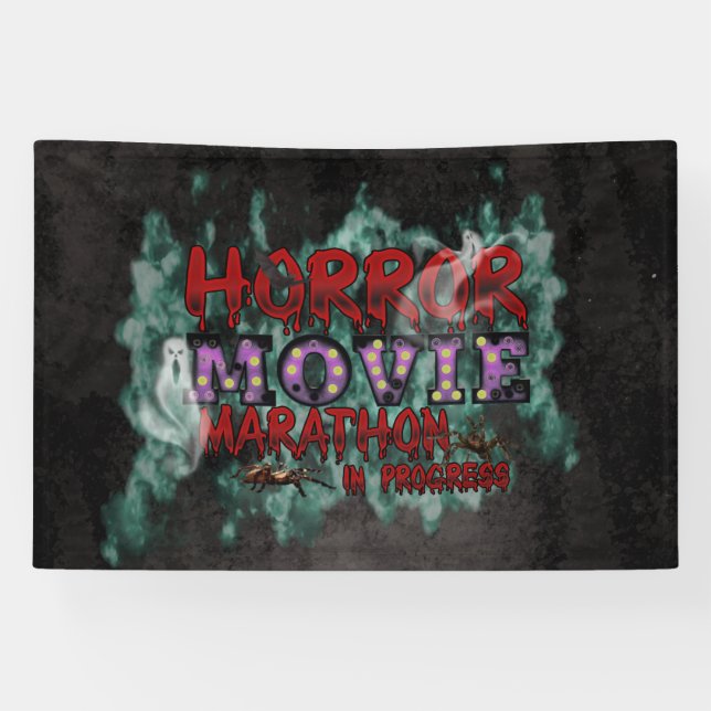 Banderoles Halloween Horror Movie Marathon In Progress (Horizontal)