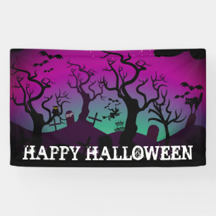 Banderoles Halloween noir, violet, turquoise