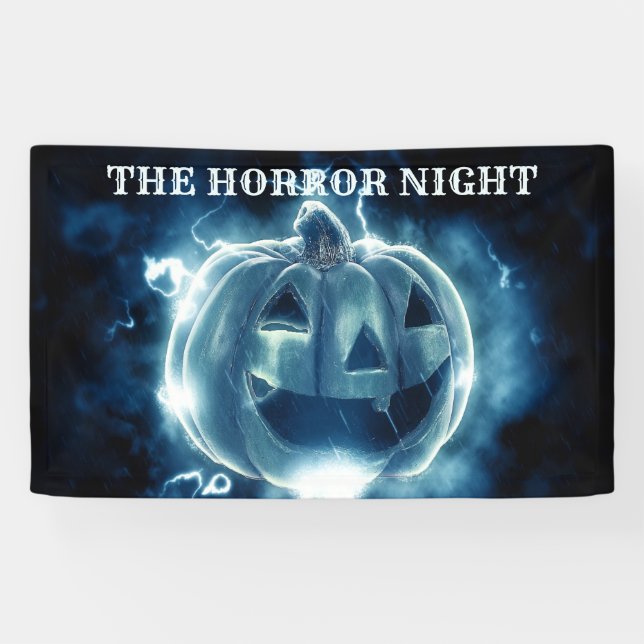 Banderoles Halloween Parti mal bleu Citrouille Horreur (Horizontal)