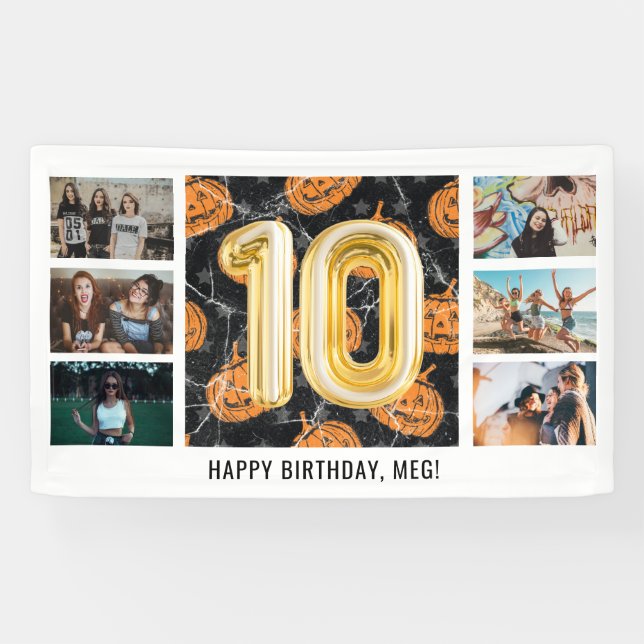 Banderoles Halloween Photo Collage 10th Birthday Party (Horizontal)