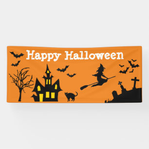 Banderoles Halloween Sorcière Éffrayante Haunch House Bats