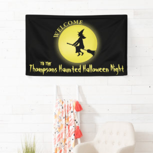 Banderoles Halloween sorcière mignonne Éffrayante lune