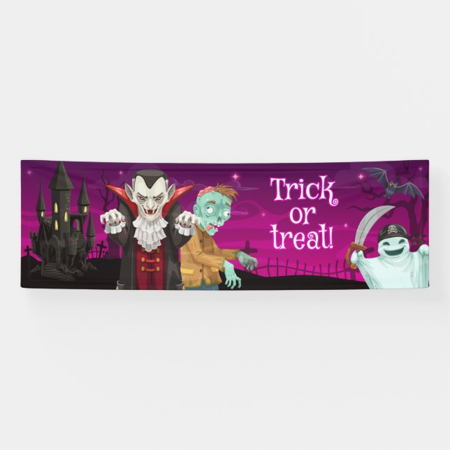 Banderoles Halloween - Tricoter ou traiter (Horizontal)