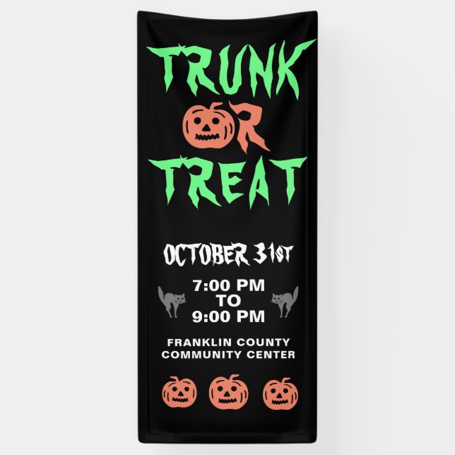 Banderoles Halloween Trunk Ou Treat Citrouille Communauté Ext (Vertical)