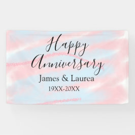 Banderoles Happy anniversary wedding name date year pastel