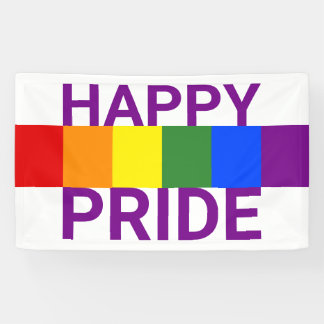 Banderoles Happy Fierté Arc-en-ciel rayures