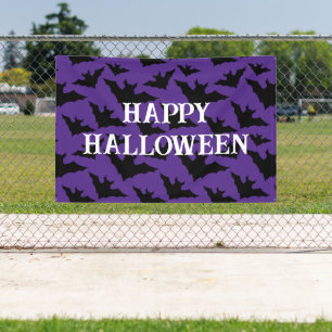 Banderoles Happy Halloween chauves-chauves-souris violet éffr