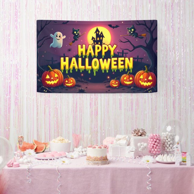 Banderoles Happy Halloween Éffrayant & mignon (Fête)