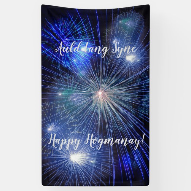 Banderoles Happy Hogmanay Auld Lang Syne Fireworks (Vertical)