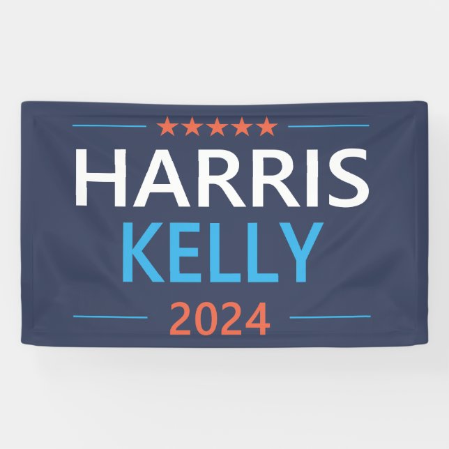 Banderoles Harris Kelly 2024 Kamala Harris Democrat (Horizontal)