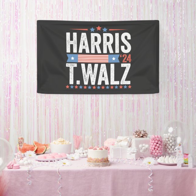 Banderoles Harris Walz Élection 2024 Kamala Tim Waltz (Fête)