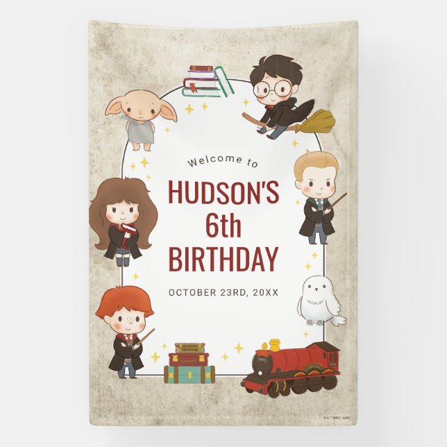 Banderoles HARRY POTTER™ Caractère Arc magique Anniversaire (Verticale)