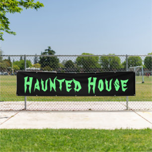 Banderoles Haunted House Black Green Halloween Grand extérieu