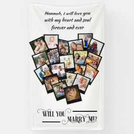 Banderoles Heart Photo Collage Aimer You Marry Me Black White