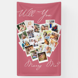 Banderoles Heart Photo Collage Will You Marry Me Rose